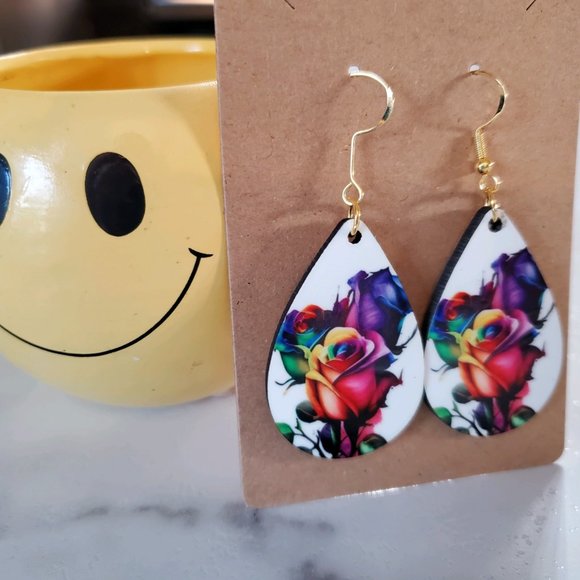 Beautiful Roses Teardrop Earrings - Picture 1 of 5